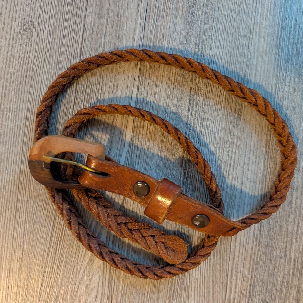 Brown Leather Braided Belt